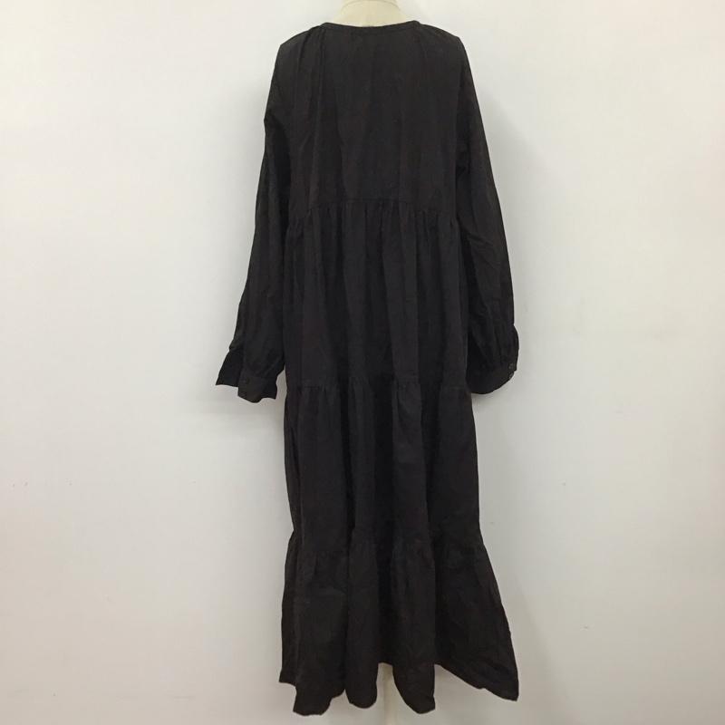 ジュエティ jouetie ワンピース ロングスカート 082160300601-02 ラインニットレイヤードワンピース ロングワンピース フレアスカート M 無地 黒 / ブラック /  レディース USED 古着 中古 10116564