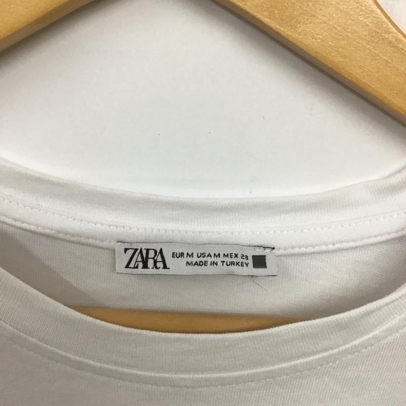 ザラ ZARA Tシャツ 半袖 1165 090 250 クルーネック M ロゴ、文字 白 / ホワイト /  レディース USED 古着 中古 10133754
