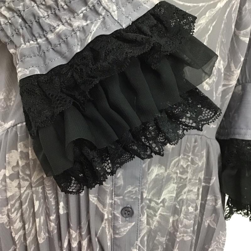 リエンダ rienda ワンピース ロングスカート 110FA633-1020 ラインフラワープリーツフレア S 総柄 灰 / グレー /  レディース USED 古着 中古 10108655