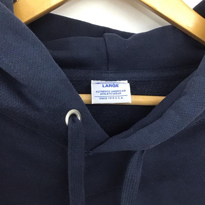 チャンピオン Champion パーカー 長袖 c3-v107 パーカー 長袖トレーナー L ロゴ、文字 紺 / ネイビー /  メンズ USED 古着 中古 10148308
