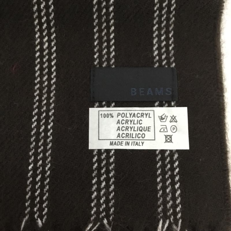 ビームス BEAMS マフラー マフラー フリンジ ストライプ ダークブラウン / ダークブラウン / X 白 / ホワイト /  メンズ USED 古着 中古 10130584