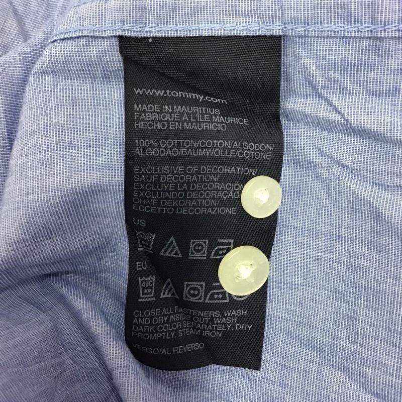 トミーヒルフィガー TOMMY HILFIGER シャツ、ブラウス 長袖 長袖シャツ カラーシャツ ポケットシャツ 長袖カットソー ボタンダウンシャツ XL ロゴ、文字 青 / ブルー /  メンズ USED 古着 中古 10118549