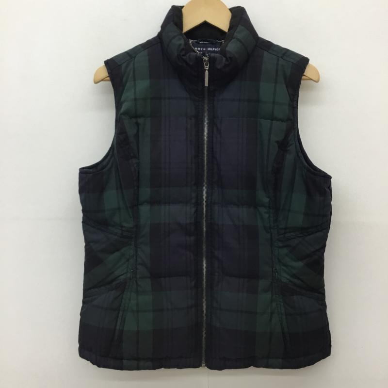 トミーヒルフィガー TOMMY HILFIGER ジャケット、上着 ダウンベスト L チェック 緑 / グリーン /  レディース USED 古着 中古 10141162