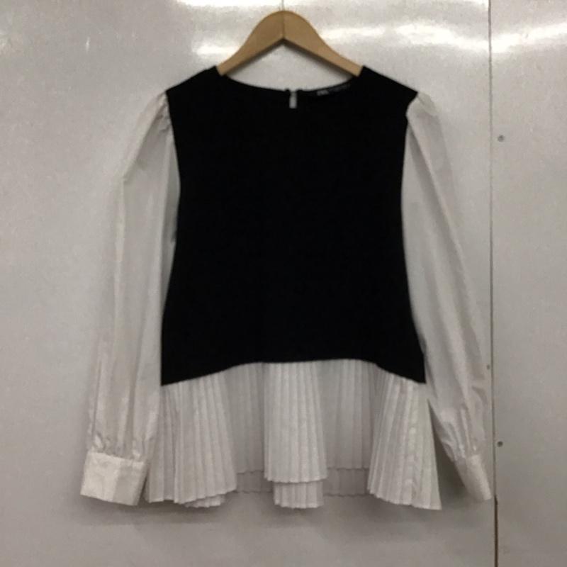 ザラ ZARA シャツ、ブラウス 長袖 M 無地 白 / ホワイト / X 黒 / ブラック /  レディース USED 古着 中古 10149809