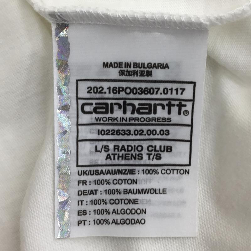 カーハート Carhartt カットソー 長袖 PAM Radio Club Athens XL ロゴ、文字 X プリント 白 / ホワイト / X 桃 / ピンク /  メンズ USED 古着 中古 10127276
