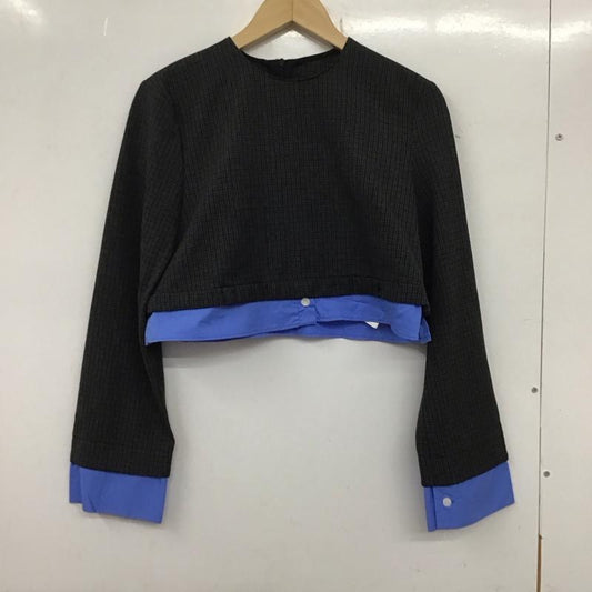 ザラ ZARA カットソー 長袖 8481/718/922 ショート丈 レイヤードトップス S チェック チャコールグレー / チャコールグレー / X 青 / ブルー /  レディース USED 古着 中古 10133626