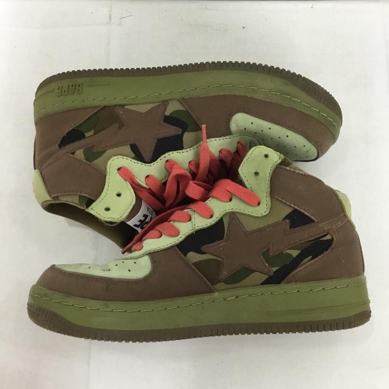 アベイシングエイプ A BATHING APE スニーカー スニーカー 25.5cm ハイカット 25.5cm ロゴ、文字 茶 / ブラウン / X カーキ / カーキ /  メンズ USED 古着 中古 10150431