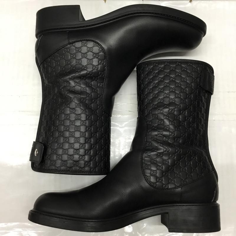 グッチ GUCCI ブーツ ショートブーツ 494517 マイクログッチシマ 37.5 箱有  黒 / ブラック /  レディース USED 古着 中古 10117008