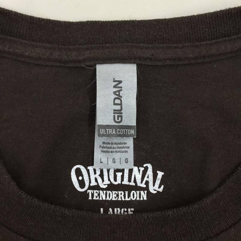 テンダーロイン TENDERLOIN Tシャツ 半袖 半袖カットソー プリントTシャツ クルーネックカットソー L ロゴ、文字 茶 / ブラウン /  メンズ USED 古着 中古 10115158