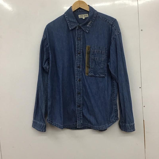 アヴィレックス AVIREX シャツ、ブラウス 長袖 長袖シャツ 無地シャツ カラーシャツ デニムシャツ M 無地 インディゴ / インディゴ /  メンズ USED 古着 中古 10135879