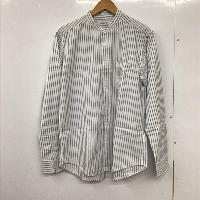 ユナイテッドアローズグリーンレーベルリラクシング UNITED ARROWS green label relaxing シャツ、ブラウス 長袖 長袖シャツ ストライプシャツ ノーカラーシャツ M ストライプ 白 / ホワイト /  メンズ USED 古着 中古 10150727