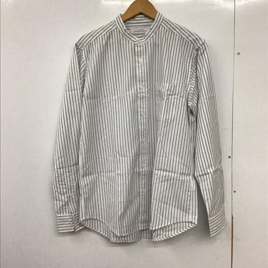ユナイテッドアローズグリーンレーベルリラクシング UNITED ARROWS green label relaxing シャツ、ブラウス 長袖 長袖シャツ ストライプシャツ ノーカラーシャツ M ストライプ 白 / ホワイト /  メンズ USED 古着 中古 10150727