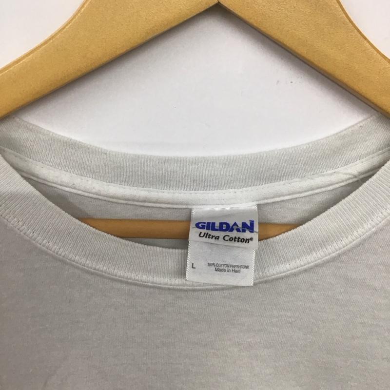 ギルダン GILDAN Tシャツ 半袖 半袖カットソー プリントTシャツ クルーネックカットソー L プリント 白 / ホワイト /  メンズ USED 古着 中古 10132260