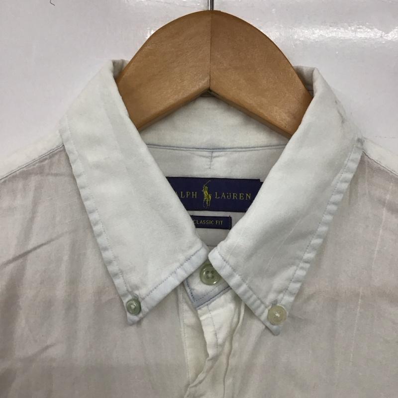 ラルフローレン RALPHLAUREN シャツ、ブラウス 長袖 長袖シャツ 無地シャツ カラーシャツ ボタンダウンシャツ M ロゴ、文字 白 / ホワイト /  メンズ USED 古着 中古 10141816