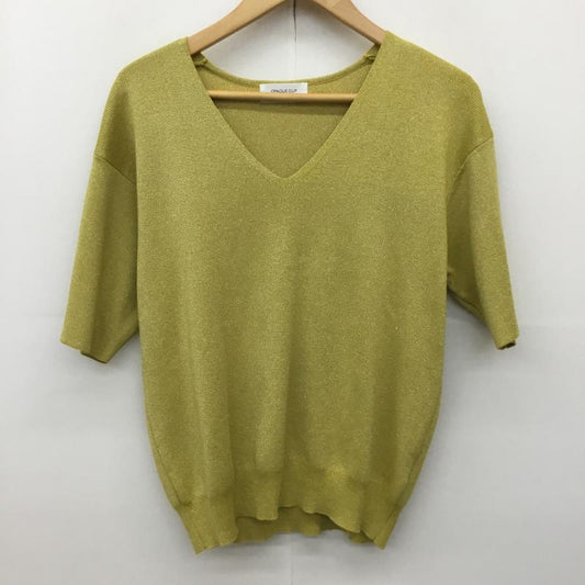 オペークドットクリップ OPAQUE.CLIP ニット、セーター 半袖 M 無地 黄 / イエロー /  レディース USED 古着 中古 10137607