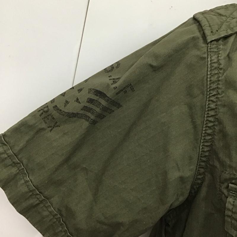 アヴィレックス AVIREX シャツ、ブラウス 半袖 6195032 ミリタリー XL ロゴ、文字 カーキ / カーキ /  メンズ USED 古着 中古 10112676