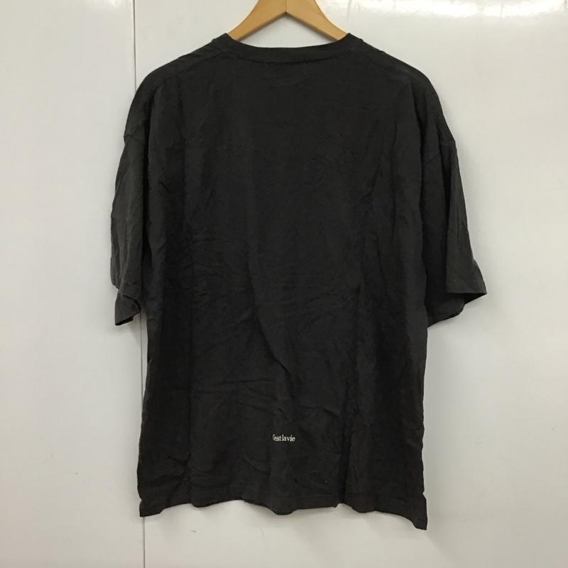 パブリュクス PUBLUX Tシャツ 半袖 半袖カットソー プリントTシャツ クルーネックカットソー L ロゴ、文字 黒 / ブラック /  メンズ USED 古着 中古 10130930