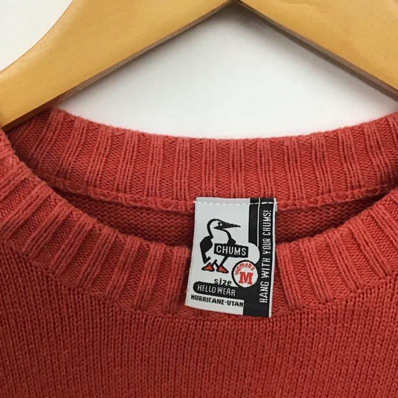チャムス CHUMS ニット、セーター 長袖 M ロゴ、文字 赤 / レッド /  レディース USED 古着 中古 10143009