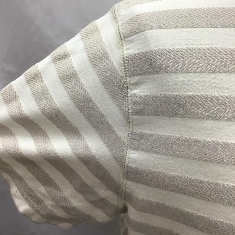 ナノユニバース nano・universe Tシャツ 半袖 半袖カットソー プリントTシャツ クルーネックカットソー L ボーダー柄 ベージュ / ベージュ /  メンズ USED 古着 中古 10116173