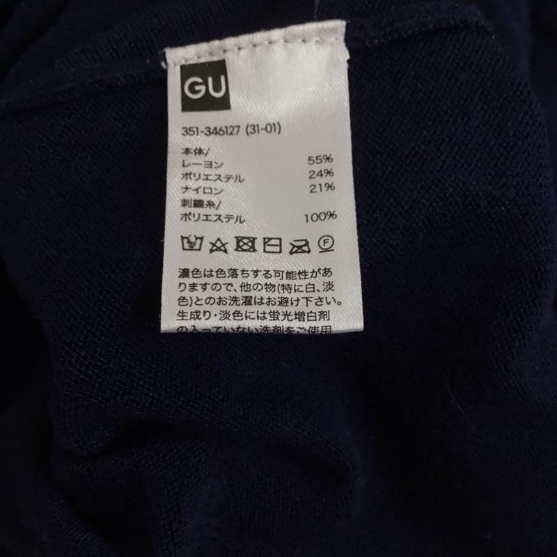 ジーユー GU ニット、セーター 長袖 351-346127 長袖ニット セーター クルーネック XL プリント 紺 / ネイビー /  メンズ USED 古着 中古 10129521