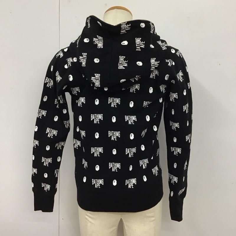 アベイシングエイプ A BATHING APE パーカー 長袖 001ZPF301014X モノグラム フルジップパーカー 裏起毛 S 総柄 黒 / ブラック / X 白 / ホワイト /  メンズ USED 古着 中古 10123669