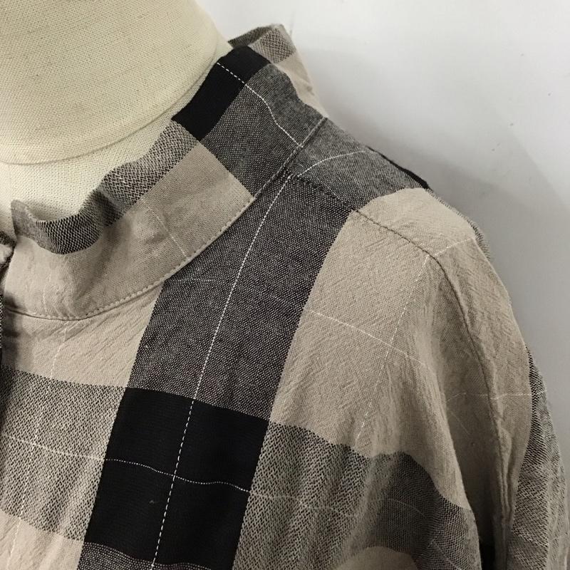 アンドヤーン &yarn ワンピース ロングスカート WNY-049 ドルマンスリーブ 前開き スタンドネック チェック 灰 / グレー / X 黒 / ブラック /  レディース USED 古着 中古 10122661