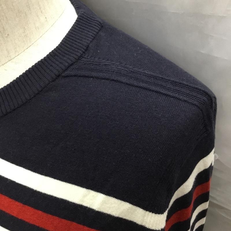 ディーゼル DIESEL ニット、セーター 長袖 クルーネック XL ボーダー柄 白 / ホワイト / X 赤 / レッド / X 紺 / ネイビー /  メンズ USED 古着 中古 10121383