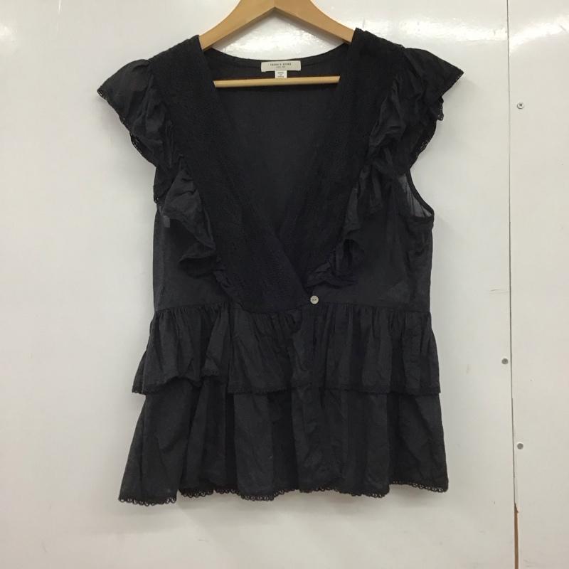 フリークスストア FREAK S STORE シャツ、ブラウス 半袖 1103248900624 インド ノースリーブ レースフリル カシュクールトップス FREE 無地 黒 / ブラック /  レディース USED 古着 中古 10150848
