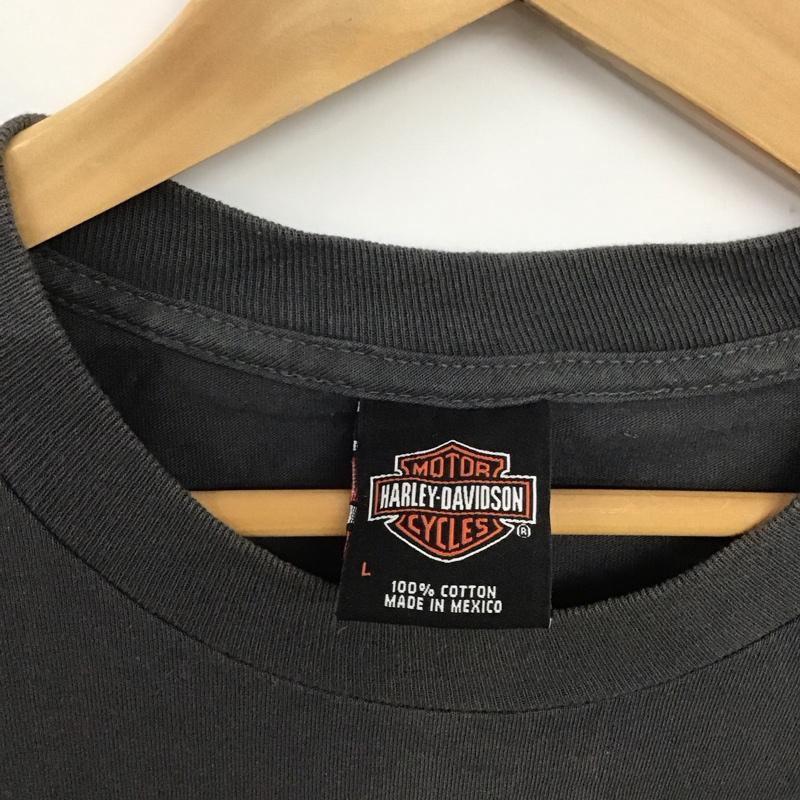 ハーレーダビッドソン Harley-Davidson カットソー 長袖 長袖カットソー プリントカットソー クルーネック L プリント 黒 / ブラック /  メンズ USED 古着 中古 10133146