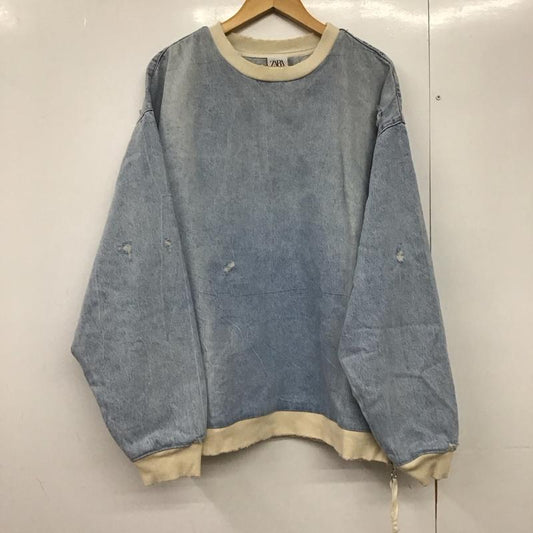 ザラ ZARA カットソー 長袖 長袖カットソー 無地カットソー クルーネック L 無地 インディゴ / インディゴ /  メンズ USED 古着 中古 10144611