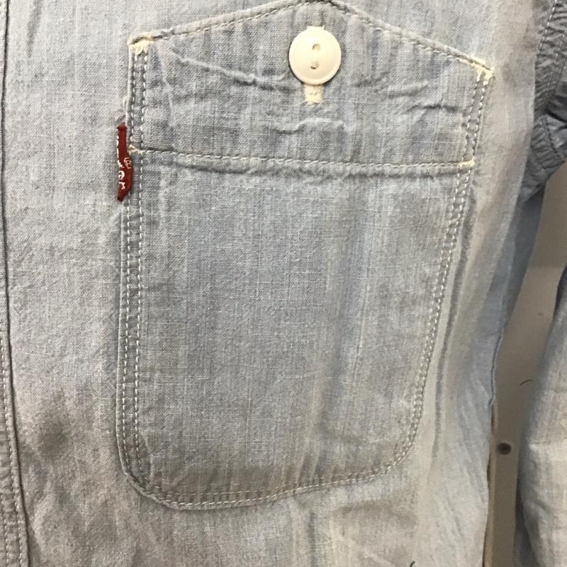 リーバイス Levi s シャツ、ブラウス 長袖 長袖シャツ カラーシャツ ポケットシャツ 長袖カットソー デニムシャツ M ロゴ、文字 インディゴ / インディゴ /  メンズ USED 古着 中古 10124101