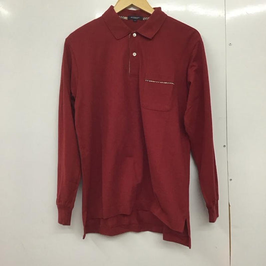 バーバリーロンドン Burberry London ポロシャツ 長袖 長袖ポロシャツ 長袖カットソー カラーシャツ L 無地 えんじ / ワインレッド /  メンズ USED 古着 中古 10145257