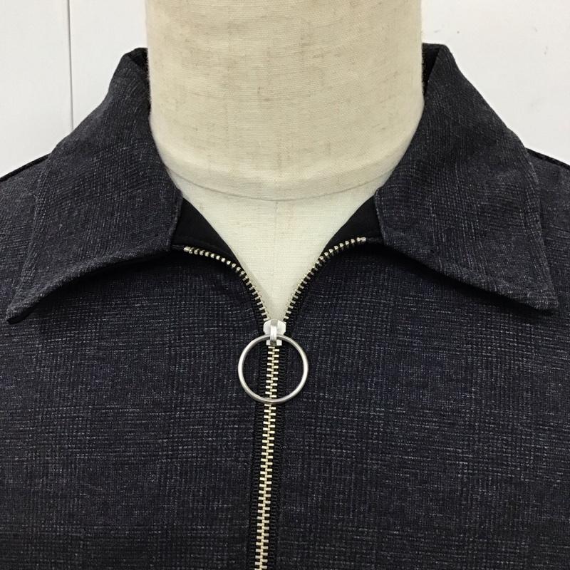 アバハウス ABAHOUSE カットソー 長袖 0037-00-20031 ハーフジップ 襟付き 48 チェック 紺 / ネイビー /  メンズ USED 古着 中古 10118328