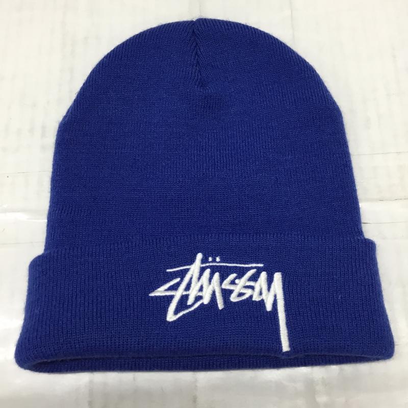 ステューシー STUSSY 帽子 ニット帽 ビーニー ロゴ、文字 青 / ブルー /  メンズ USED 古着 中古 10108900