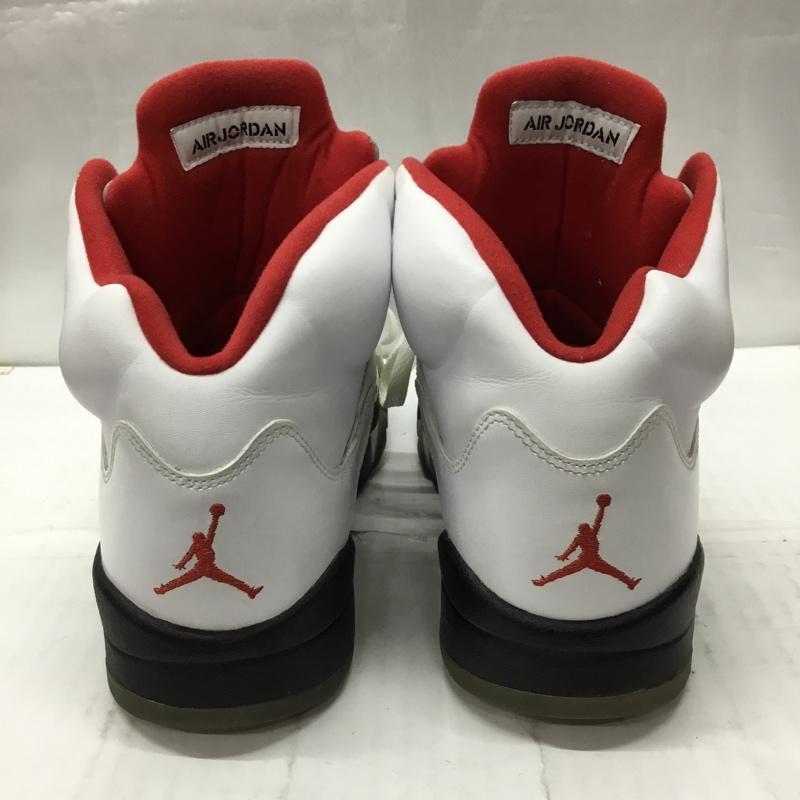 ナイキ NIKE スニーカー スニーカー 136027-100 AIR JORDAN 5 RETRO 27cm 27.0cm ワンポイント 白 / ホワイト / X 黒 / ブラック / X 赤 / レッド /  メンズ USED 古着 中古 10106630