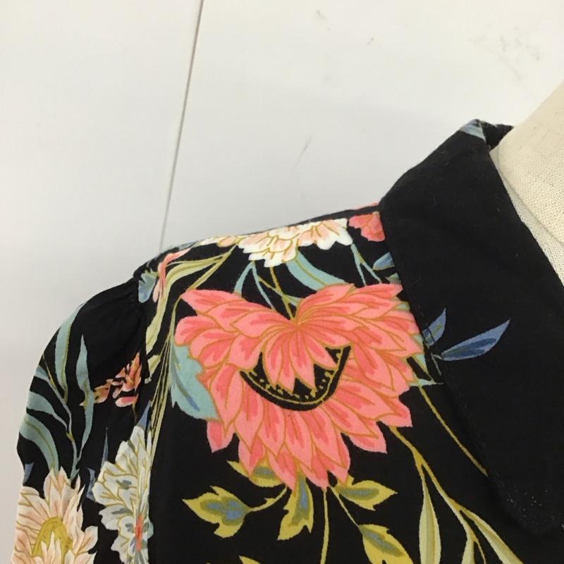 ザラ ZARA ワンピース ロングスカート 3198 240 800 シャツワンピース 長袖 S 花柄 黒 / ブラック /  レディース USED 古着 中古 10112651
