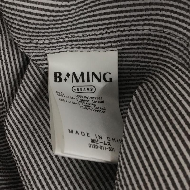 ビーミング バイ ビームス B:MING by BEAMS シャツ、ブラウス 長袖 長袖シャツ ストライプシャツ ノーカラーシャツ ストレッチ L ストライプ 白 / ホワイト / X 灰 / グレー /  メンズ USED 古着 中古 10139527