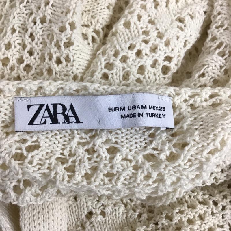 ザラ ZARA カーディガン 長袖 透かし編み M 無地 アイボリー / アイボリー /  レディース USED 古着 中古 10113464