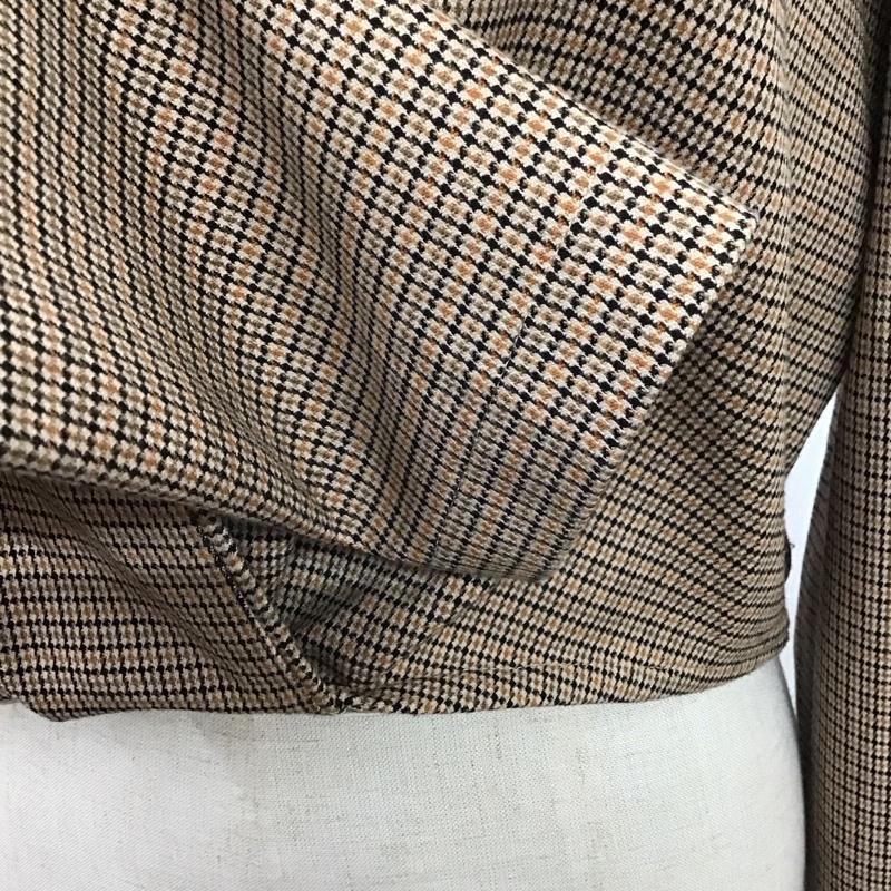 ザラ ZARA カットソー 長袖 3067 487 121 クロップドチェックシャツ L チェック 茶 / ブラウン / X 黒 / ブラック / X 橙 / オレンジ /  レディース USED 古着 中古 10116713