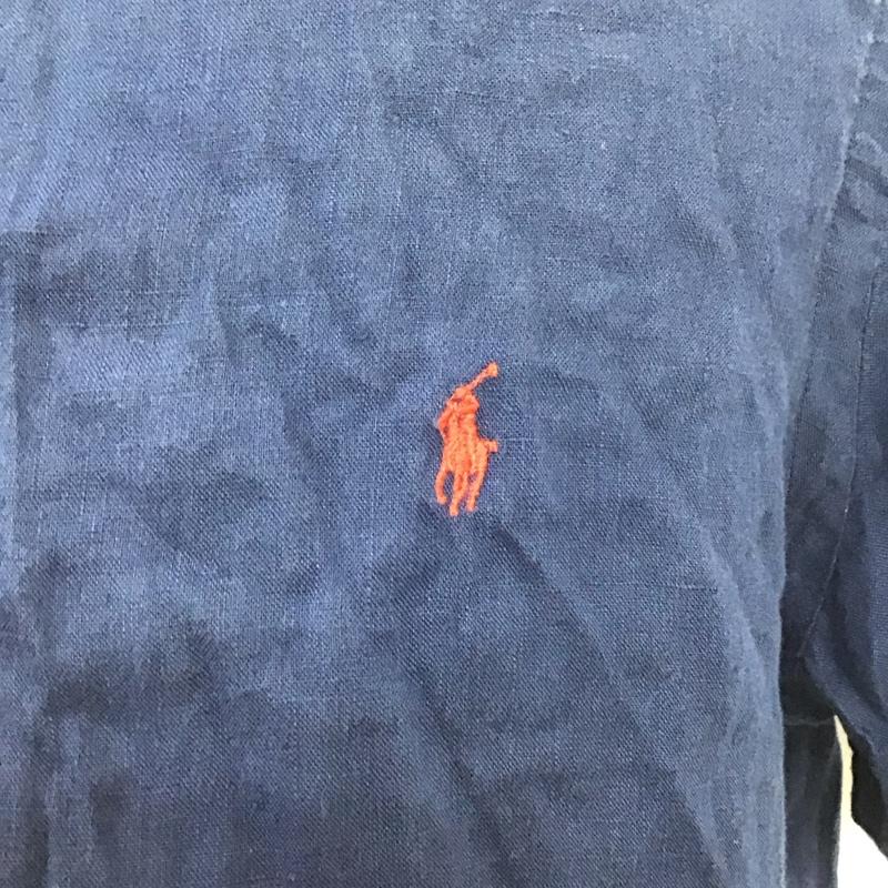 ラルフローレン RALPHLAUREN シャツ、ブラウス 半袖 半袖シャツ カラーシャツ 半袖カットソー ボタンダウンシャツ M ロゴ、文字 紺 / ネイビー /  メンズ USED 古着 中古 10112150