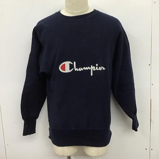チャンピオン Champion トレーナー 長袖 REVERSE WEAVE スウェット 裏起毛 M ロゴ、文字 紺 / ネイビー /  メンズ USED 古着 中古 10122951