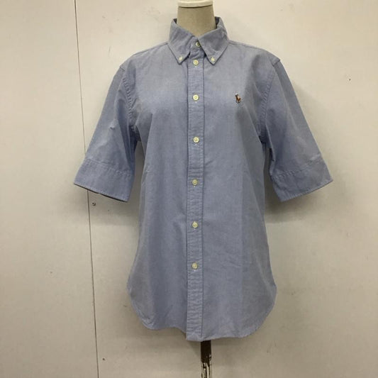 ラルフローレン RALPHLAUREN シャツ、ブラウス 半袖 半袖シャツ カラーシャツ 半袖カットソー ボタンダウンシャツ S ロゴ、文字 水色 / ライトブルー /  レディース USED 古着 中古 10118599
