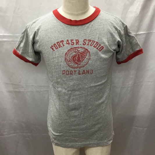 フォーティーファイブアールピーエム 45RPM Tシャツ 半袖 NMD クルーネック 2 ロゴ、文字 灰 / グレー / X 赤 / レッド /  メンズ USED 古着 中古 10112383