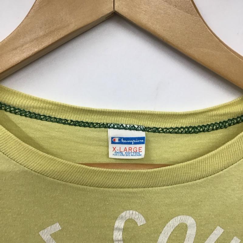 チャンピオン Campion Tシャツ 半袖 XL ロゴ、文字 X プリント 黄 / イエロー /  メンズ USED 古着 中古 10130882