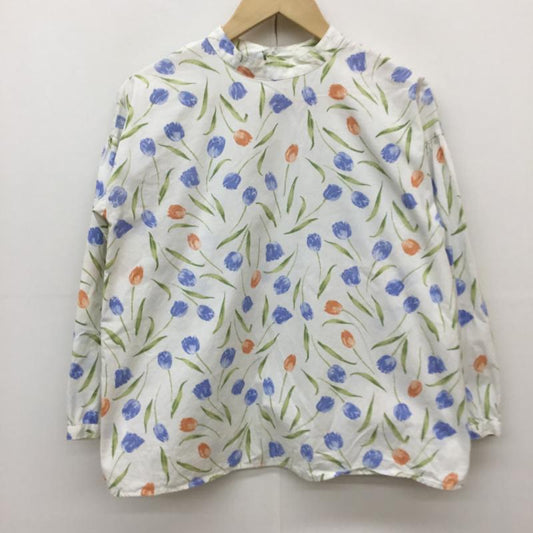 エヘカソポ ehka sopo カットソー 長袖 M 総柄 X 花柄 白 / ホワイト /  レディース USED 古着 中古 10133778