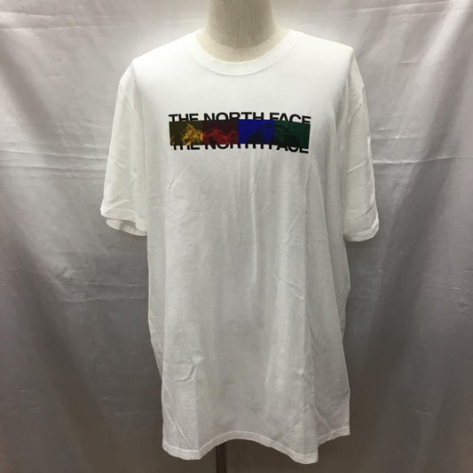 ザノースフェイス THE NORTH FACE Tシャツ 半袖 半袖カットソー プリントTシャツ クルーネックカットソー XL プリント 白 / ホワイト /  メンズ USED 古着 中古 10116692