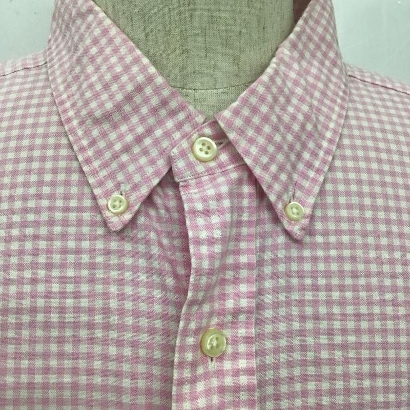 ラルフローレン RALPHLAUREN シャツ、ブラウス 半袖 半袖シャツ ギンガムチェックシャツ ボタンダウンシャツ カラーシャツ ロゴ、文字 白 / ホワイト / X 桃 / ピンク /  メンズ USED 古着 中古 10107023