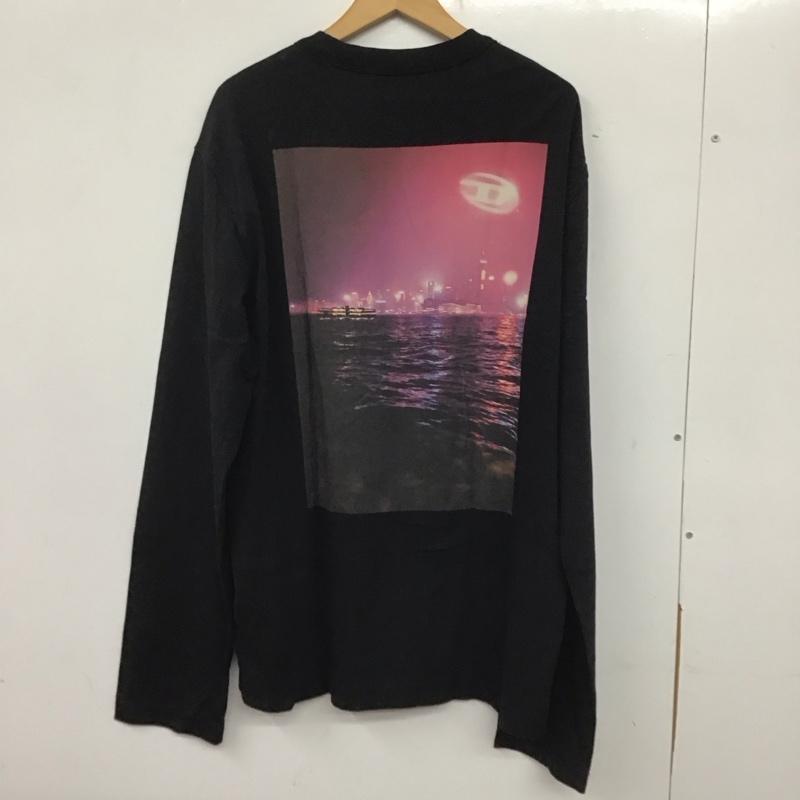 ディーゼル DIESEL Tシャツ 長袖 長袖カットソー 無地カットソー クルーネック L 無地 黒 / ブラック /  メンズ USED 古着 中古 10138964