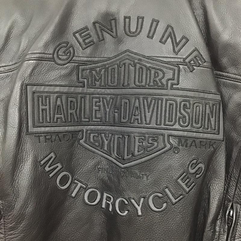 ハーレーダビッドソン Harley-Davidson ジャケット、上着 レザージャケット シングルライダースジャケット L ロゴ、文字 黒 / ブラック /  メンズ USED 古着 中古 10133569