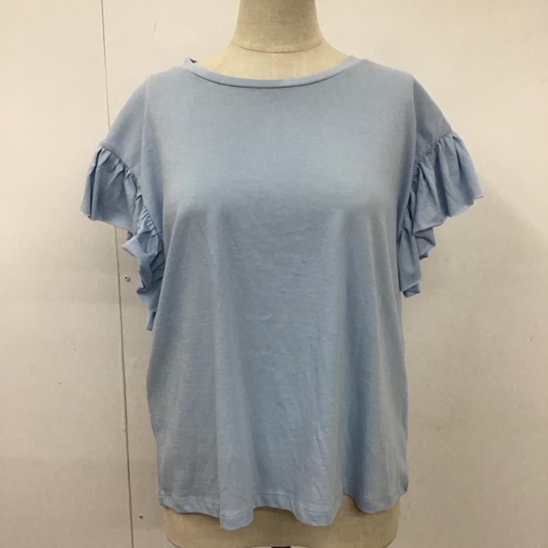 ザラ ZARA カットソー 半袖 3641 334 406 袖フリル S 無地 水色 / ライトブルー /  レディース USED 古着 中古 10116660
